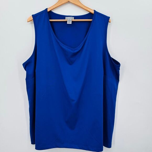 Catherines Royal Cobalt Blue Tank Shell Camisole Top Womens 3X 26/28W Stretchy - Picture 1 of 5